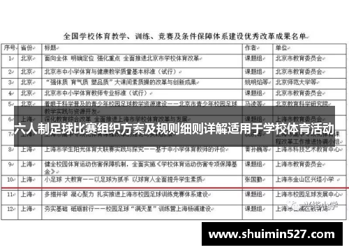 六人制足球比赛组织方案及规则细则详解适用于学校体育活动