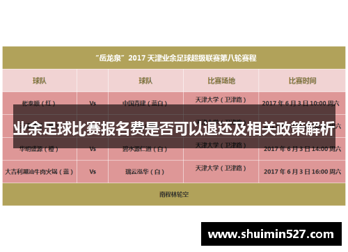 业余足球比赛报名费是否可以退还及相关政策解析